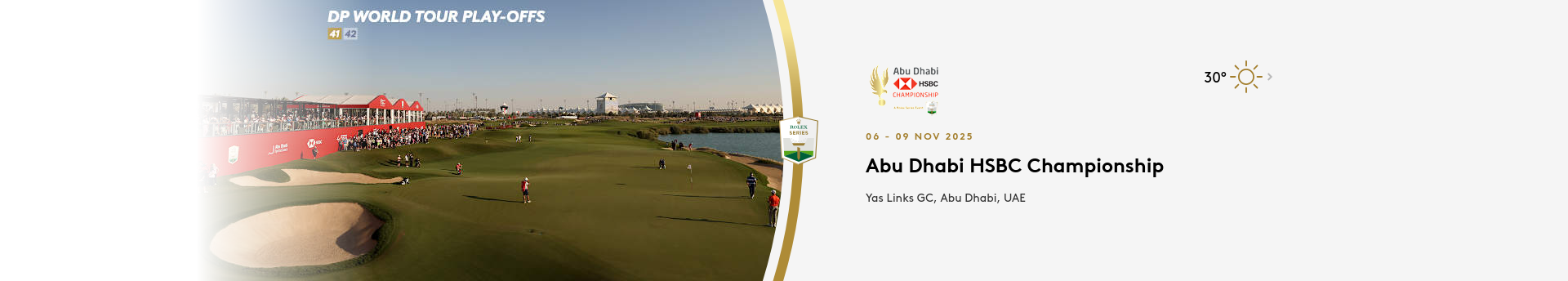 Advert for current DP World Tour Tournament