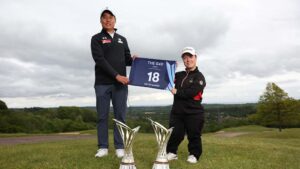 image of Simon Seungmin Lee and Jennifer Sräga with their winner’s trophies - G4D Open in Wales